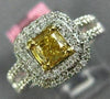 ESTATE WIDE .91CT WHITE & FANCY YELLOW DIAMOND 18KT 2 TONE GOLD DOUBLE HALO RING
