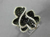 ESTATE LARGE 3.96CT WHITE & BLACK DIAMOND 14K WHITE GOLD MULTI HEART FLOWER RING