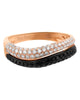 ESTATE WIDE .87CT WHITE & BLACK DIAMOND 18KT ROSE & BLACK GOLD DOUBLE SWIRL RING