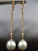 LONG .58CT DIAMOND & SOUTH SEA PEARL 18KT ROSE GOLD TEAR DROP HANGING EARRINGS