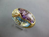 EXTRA LARGE 9.66CT DIAMOND & AAA AMETHYST & BLUE TOPAZ 14K YELLOW GOLD OVAL RING