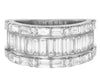 WIDE 3.25CT DIAMOND 18KT WHITE GOLD 3D ROUND & BAGUETTE WEDDING ANNIVERSARY RING
