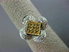 ESTATE .36CT WHITE & FANCY YELLOW DIAMOND 18K 2 TONE GOLD SQUARE FRIENDSHIP RING