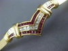 ANTIQUE 2.20CT DIAMOND & AAA RUBY 14KT YELLOW GOLD V SHAPE BANGLE BRACELET #713