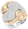 LARGE 2.80CT DIAMOND 18KT WHITE & ROSE GOLD PAVE ETOILE LOVE KNOT COCKTAIL RING