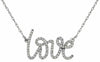 ESTATE .22CT DIAMOND 14KT WHITE GOLD 3D CLASSIC SCRIPT FRIENDSHIP LOVE NECKLACE