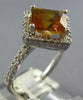 ESTATE 2.75CT DIAMOND & AAA CITRINE 14KT WHITE GOLD SQUARE HALO ENGAGEMENT RING