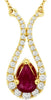 1.08CT DIAMOND & AAA RUBY 14KT YELLOW GOLD PEAR SHAPE & ROUND HORSESHOE NECKLACE