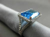 ESTATE LARGE 3.42CT DIAMOND & BLUE TOPAZ 14KT WHITE GOLD 3D RECTANGULAR FUN RING