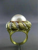 ANTIQUE MASSIVE .35CT DIAMOND 18K TWO TONE GOLD AAA MABE PEARL FLOWER RING 25403