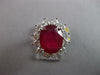 LARGE 7.76CT DIAMOND & AAA RUBY 14K WHITE GOLD OVAL FLOWER ENGAGEMENT RING 27466