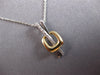 ESTATE .03CT DIAMOND 14KT 2 TONE GOLD 3D CRISS CROSS X SQUARE FOATING PENDANT