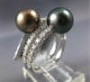 WIDE .60CT DIAMOND & AAA TAHITIAN PEARL 18KT WHITE GOLD 3D CRISS CROSS LOVE RING