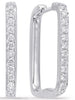 ESTATE .37CT DIAMOND 14KT WHITE GOLD CLASSIC SQUARE HUGGIE HOOP HANGING EARRINGS