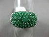 ESTATE LARGE 3.65CT DIAMOND & EMERALD 14K WHITE GOLD MULTI ROW FILIGREE FUN RING