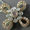 ESTATE 1.05CT WHITE & PINK DIAMOND 18K 2 TONE GOLD 3D FLOWER BY THE YARD PENDANT