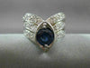 ANTIQUE WIDE 2.3CT OLD MINE DIAMOND & SAPPHIRE 14K WHITE GOLD V SHAPE RING 22572