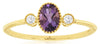 0.46CT DIAMOND & AAA AMETHYST 14KT YELLOW GOLD 3D OVAL & ROUND 3 STONE FUN RING