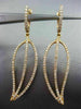 ESTATE .60CT ROUND DIAMOND 18KT YELLOW GOLD 3D LEAF HUGGIE OPEN HANGING EARRINGS