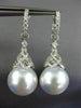 LARGE .95CT DIAMOND & SOUTH SEA PEARL 18KT WHITE GOLD FILIGREE HANGING EARRINGS