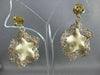 ESTATE LARGE 14K ROSE YELLOW GOLD HANGING STAR FILIGREE HOOP EARRINGS 38MM #2682
