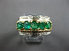ESTATE WIDE 1.50CT DIAMOND & AAA EMERALD 14K 2 TONE GOLD ANNIVERSARY RING #27876