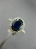 ESTATE 3.0CT DIAMOND & AAA SAPPHIRE 14K WHITE GOLD HALO FILIGREE ENGAGEMENT RING