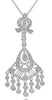 .25CT DIAMOND 14KT WHITE GOLD 3D ROUND OPEN FILIGREE TRIANGULAR FLOATING PENDANT