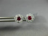 ESTATE .63CT DIAMOND & AAA RUBY 18KT WHITE GOLD 3D CLUSTER FLOWER STUD EARRINGS