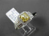 ESTATE 2.13CT GIA FANCY YELLOW DIAMOND 18K TWO TONE GOLD 3 STONE ENGAGEMENT RING