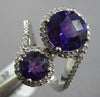 LARGE 3.57CT DIAMOND & AAA AMETHYST 14KT WHITE GOLD 3D DOUBLE CIRCULAR LOVE RING