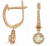 .32CT DIAMOND 14KT ROSE GOLD 3D ROUND SOLITAIRE HALO LEVERBACK HANGING EARRINGS