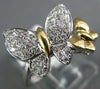 ESTATE WIDE .26CT DIAMOND 18KT 2 TONE GOLD 3D CLASSIC DOUBLE BUTTERFLY LOVE RING