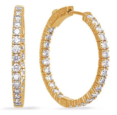 ESTATE 1.68CT DIAMOND 14KT YELLOW GOLD 3D ROUND INSIDE OUT HOOP HANGING EARRINGS