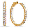 ESTATE 1.68CT DIAMOND 14KT YELLOW GOLD 3D ROUND INSIDE OUT HOOP HANGING EARRINGS