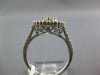WIDE 1.0CT DIAMOND 14KT WHITE GOLD 3D ROUND & BAGUETTE CLUSTER FLOWER LOVE RING