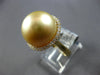 LARGE .44CT DIAMOND & AAA GOLDEN SOUTH SEA PEARL 18K YELLOW GOLD ROUND HALO RING