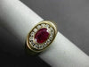 ESTATE 1.20CT DIAMOND & AAA RUBY 14K YELLOW GOLD 3D OVAL BEZEL CLASSIC MENS RING