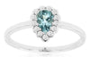 .49CT DIAMOND & AAA AQUAMARINE 14KT WHITE GOLD 3D FLOWER FRIENDSHIP LOVE RING