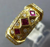 ESTATE 1.49CT DIAMOND & AAA RUBY 18K YELLOW GOLD PRINCESS & ROUND BEZEL FUN RING