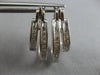 ESTATE 1.02CT DIAMOND 14KT WHITE GOLD 3D ROUND DOUBLE HOOP FUN HANGING EARRINGS