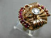 ANTIQUE LARGE 1.17CT OLD MINE DIAMOND & AAA RUBY 14KT TRI COLOR GOLD RING #20217