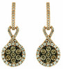 1.27CT WHITE & CHOCOLATE FANCY DIAMOND 14KT ROSE GOLD 3D FLOWER HANGING EARRINGS