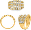 WIDE 1.04CT DIAMOND 14KT YELLOW GOLD ROUND GRADUATING MULTI ROW ANNIVERSARY RING