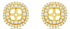 ESTATE 0.63CT DIAMOND 14KT YELLOW GOLD 3D DOUBLE HALO SQUARE JACKET EARRINGS