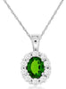 .63CT DIAMOND & AAA RUSSALITE 14KT WHITE GOLD 3D OVAL & ROUND FLOATING PENDANT