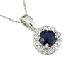 ESTATE 1.1CT DIAMOND & AAA SAPPHIRE 14K WHITE GOLD ROUND FLOWER FLOATING PENDANT