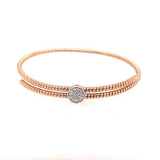 .16CT DIAMOND 18K 2 TONE GOLD CIRCULAR CRISS CROSS FLEXIBLE CUFF BANGLE BRACELET