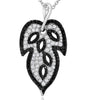 1.75CT WHITE & BLACK DIAMOND 14KT WHITE GOLD 3D MULTI LEAF FUN FLOATING PENDANT