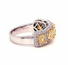 WIDE 3.55CT DIAMOND 18K 2 TONE GOLD CUSHION & ROUND SQUARE HALO ANNIVERSARY RING
